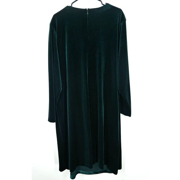 NWOT Calvin Klein Velvet Long Sleeve Belted Dress Green 24W - Picture 3 of 6